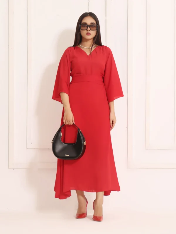 Long maxi red dress best sale