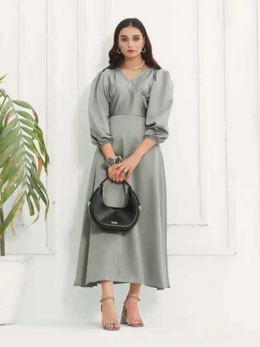 Grey Silk Maxi Dress