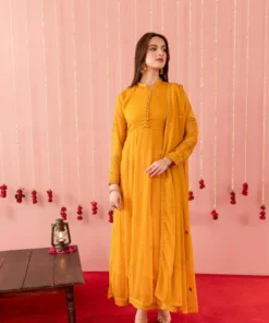 Yellow Maxi Dress Pakistani