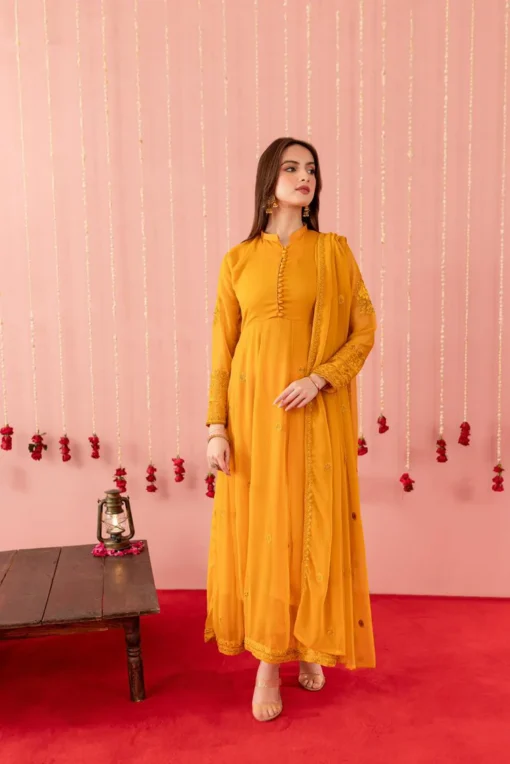 Yellow Maxi Dress Pakistani